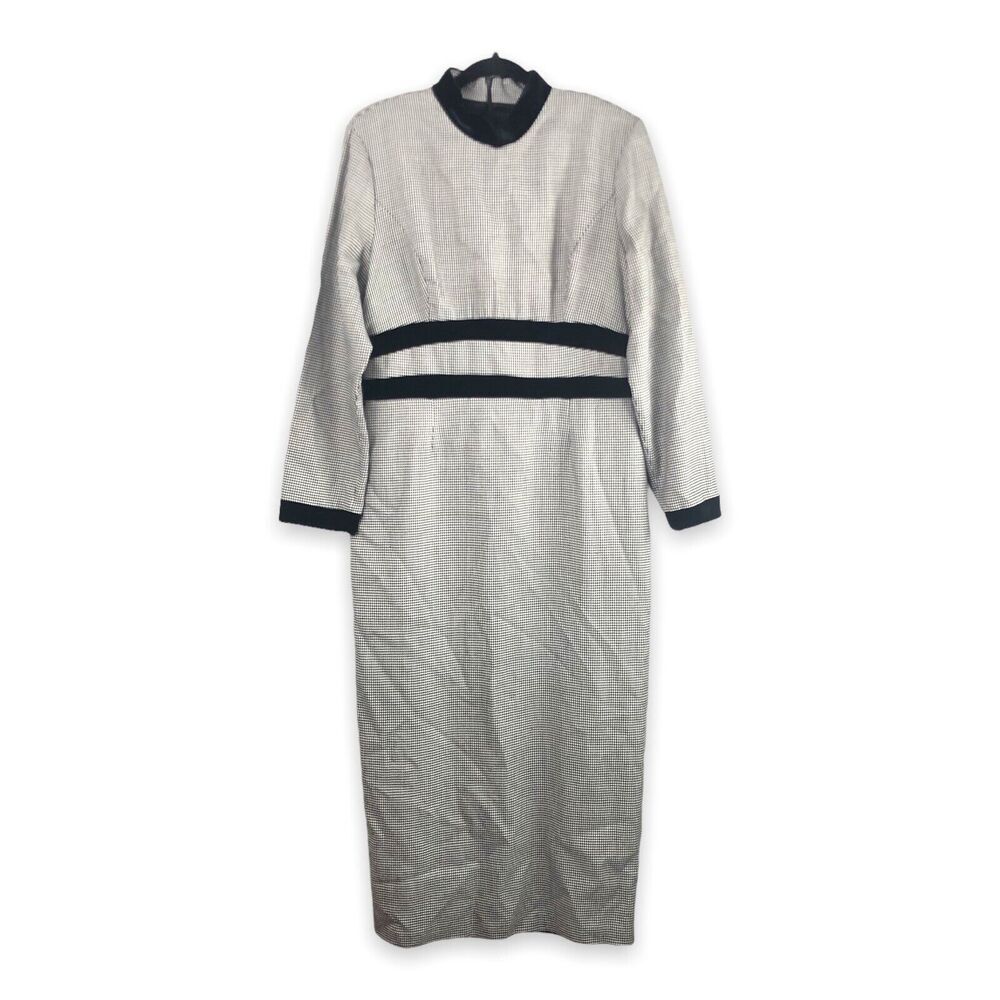 Misty Lane Womens Size 12 USA Union Made Houndstooth‎ Maxi Dress Holiday Vintage